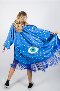 Blue Eye Polka Fringe Robe